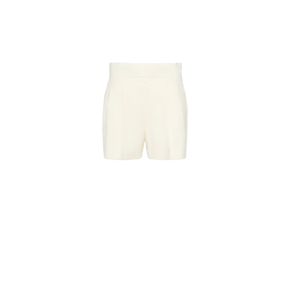 Max Mara Pittura Lightweight Woollen Cloth Shorts in Ivory | Shorts | Luxury Shoes 