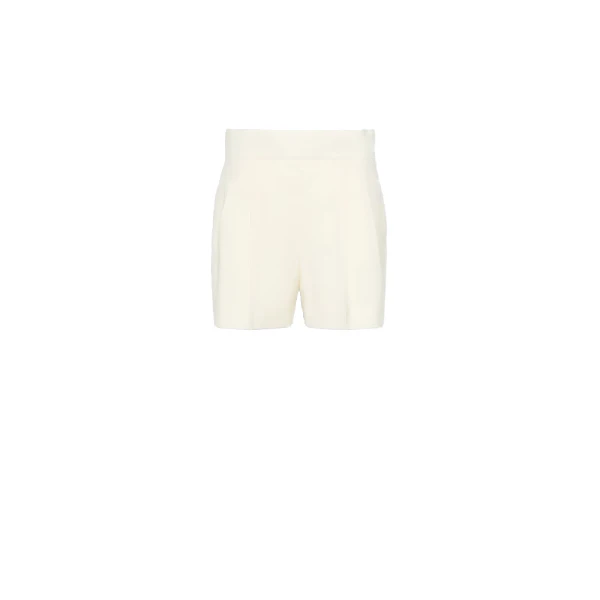 Max Mara Pittura Lightweight Woollen Cloth Shorts in Ivory | Shorts | Luxury Shoes 