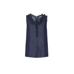 Max Mara Piuma Sleeveless Cotton Denim Top in Midnight Blue | Sleeveless | Luxury Shoes 