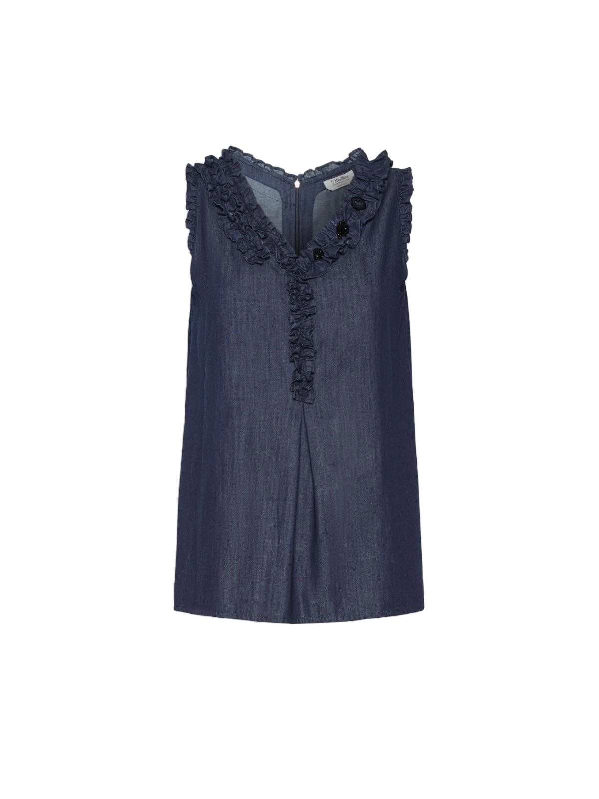 Max Mara Piuma Sleeveless Cotton Denim Top in Midnight Blue Max Mara Piuma Sleeveless Cotton Denim Top in Midnight Blue | Sleeveless | Luxury Shoes