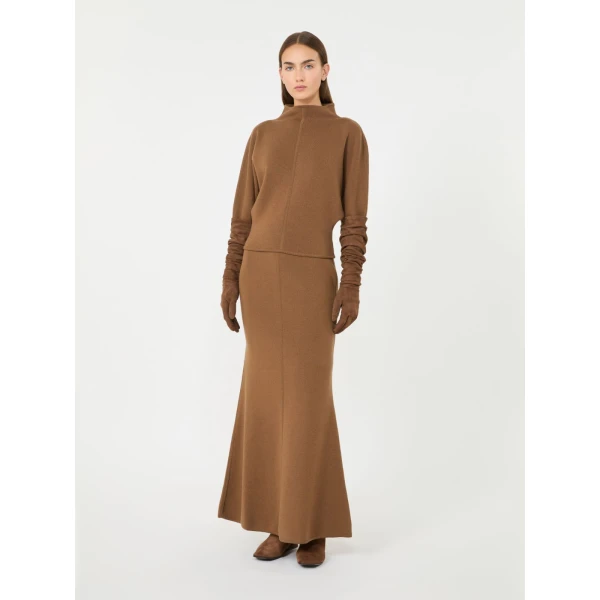 Max Mara Piuma Wool and Cashmere Knit Skirt in Camel | Maxi Skirts | Luxury Shoes 