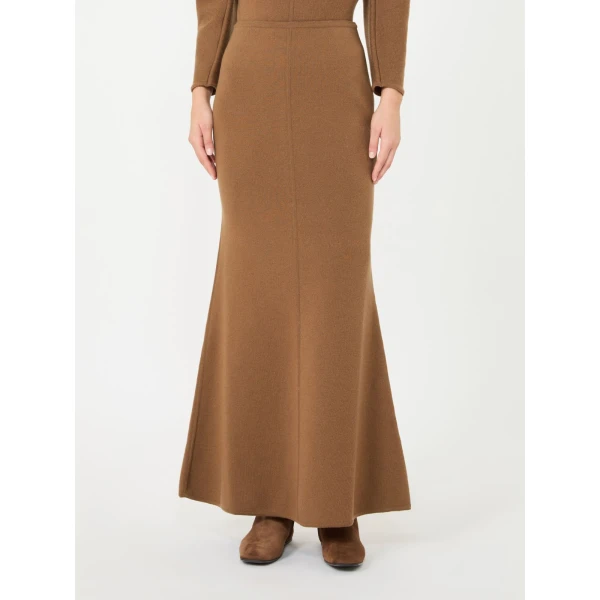 Max Mara Piuma Wool and Cashmere Knit Skirt in Camel | Maxi Skirts | Luxury Shoes 