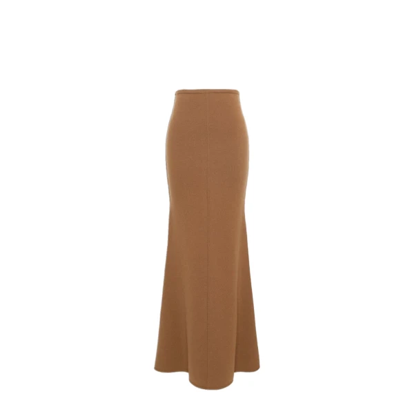 Piuma Wool and Cashmere Knit Skirt in Camel