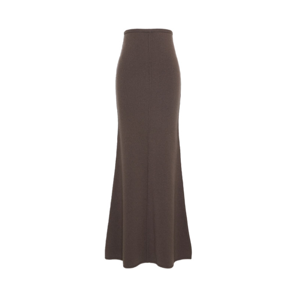 Max Mara Piuma Wool and Cashmere Knit Skirt in Mud | Maxi Skirts | Luxury Shoes 