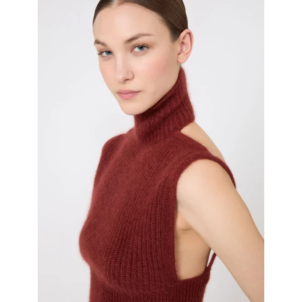 Max Mara Placido Slim-Fitting Mohair Jumper in Brown Bordeaux | Sweaters | Luxury Shoes 