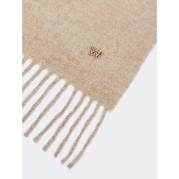 Max Mara Plain Wool Stole in Beige | Scarves | Luxury Shoes 