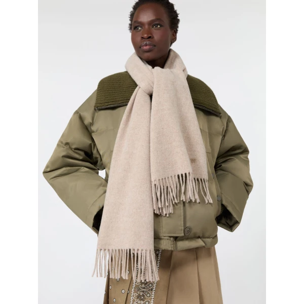 Max Mara Plain Wool Stole in Beige | Scarves | Luxury Shoes 