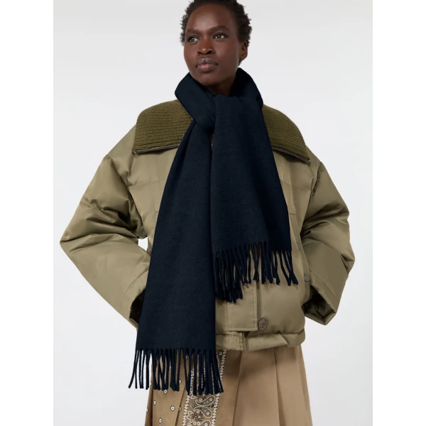 Max Mara Plain Wool Stole in Ultramarine | Scarves | Luxury Shoes 