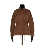 Max Mara Platani Cotton-Blend Faille Safari Jacket in Dark Brown | Jackets | Luxury Shoes 