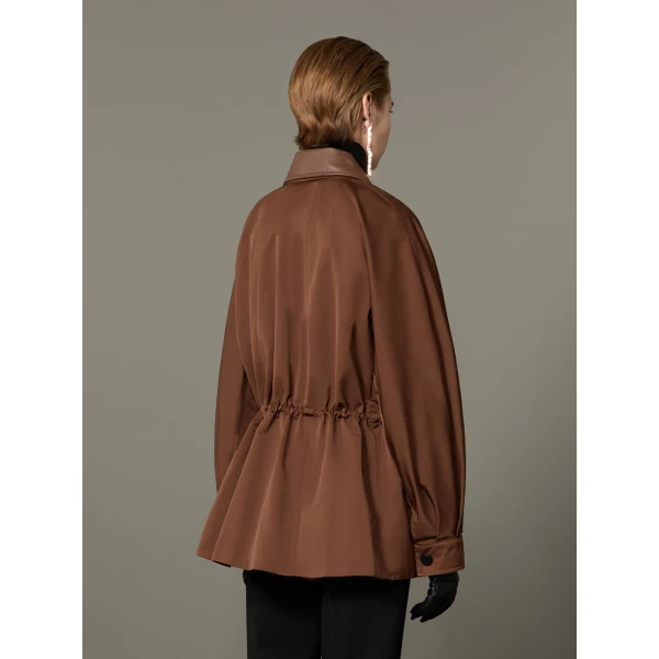 Max Mara Platani Cotton-Blend Faille Safari Jacket in Dark Brown | Jackets | Luxury Shoes 