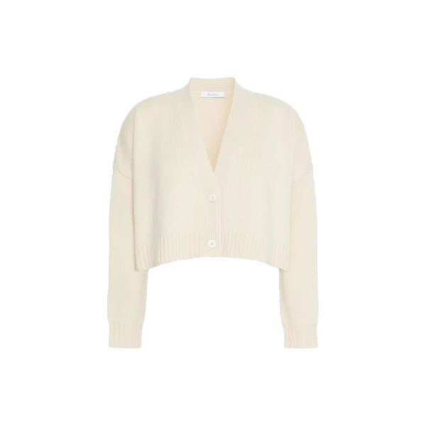 Max Mara Platani Wool and Cashmere Boxy Cardigan in Beige | Cardigan | Luxury Shoes 