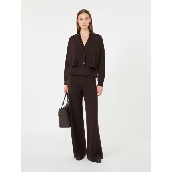 Max Mara Platani Wool and Cashmere Boxy Cardigan in Dark Brown | Cardigan | Luxury Shoes 