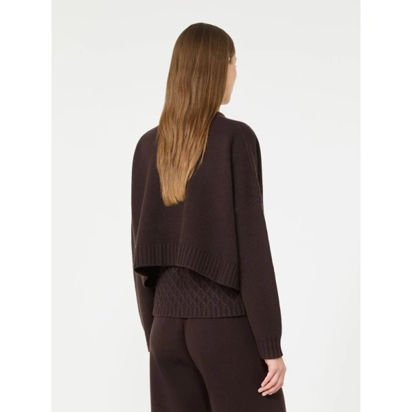 Max Mara Platani Wool and Cashmere Boxy Cardigan in Dark Brown | Cardigan | Luxury Shoes 