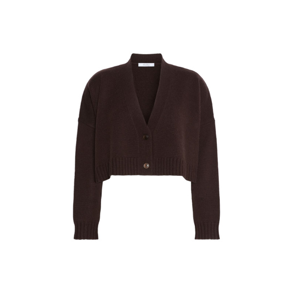 Max Mara Platani Wool and Cashmere Boxy Cardigan in Dark Brown | Cardigan | Luxury Shoes 