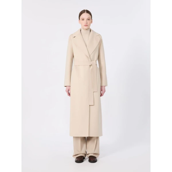 Max Mara Poldo Wool Broadcloth Robe Coat in Albino White | Wool Coat | Luxury Shoes 
