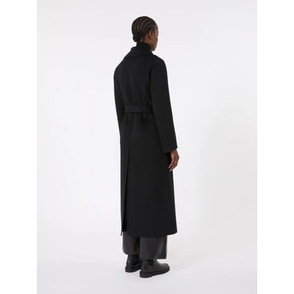 Max Mara Poldo Wool Broadcloth Robe Coat in Black | Wool Coat | Luxury Shoes 