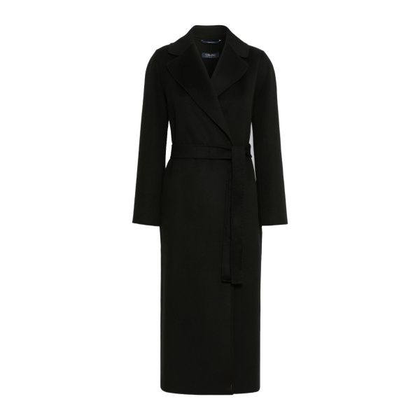 Max Mara Poldo Wool Broadcloth Robe Coat in Black | Wool Coat | Luxury Shoes 