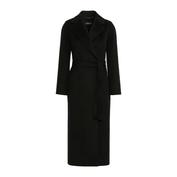 Max Mara Poldo Wool Broadcloth Robe Coat in Black | Wool Coat | Luxury Shoes 