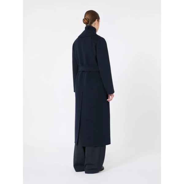 Max Mara Poldo Wool Broadcloth Robe Coat in Midnight Blue | Wool Coat | Luxury Shoes 