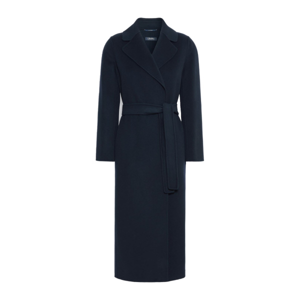 Max Mara Poldo Wool Broadcloth Robe Coat in Midnight Blue | Wool Coat | Luxury Shoes 