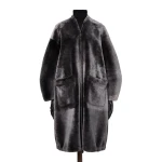 Max Mara Polis Reversible Shearling Parka in Medium Grey | Fur Coats | Luxury Shoes 