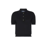 Max Mara Pomposa Cotton, Silk and Cashmere Polo Shirt in Black | Sweaters | Luxury Shoes 