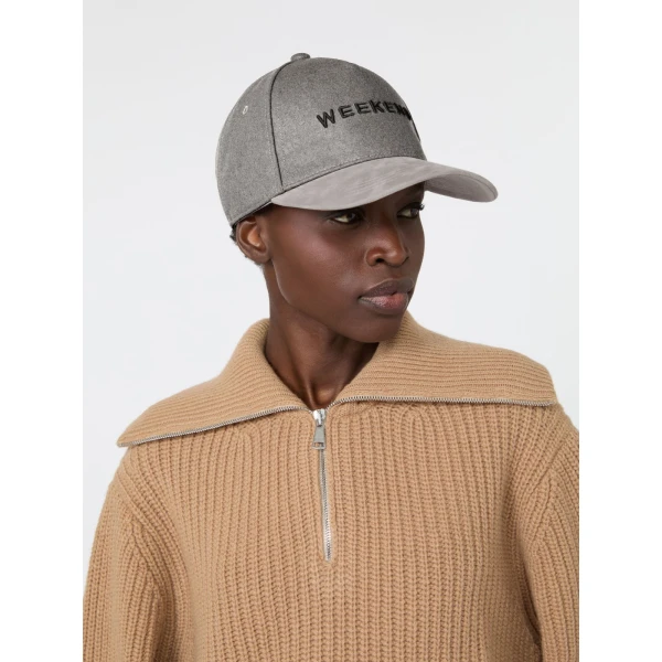 Max Mara Pomposa Wool Cloth Baseball Cap in Medium Grey | Hats | Luxury Shoes 