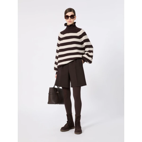 Max Mara Pontile Wool and Cashmere Sweater in Dark Brown | Sweaters | Luxury Shoes 