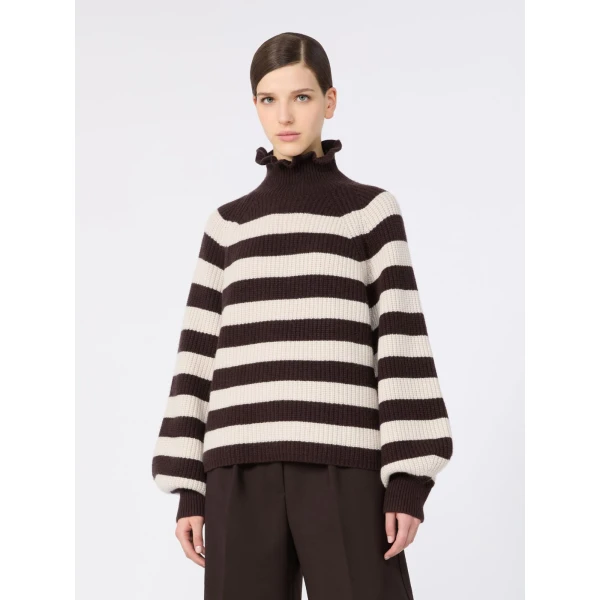 Max Mara Pontile Wool and Cashmere Sweater in Dark Brown | Sweaters | Luxury Shoes 