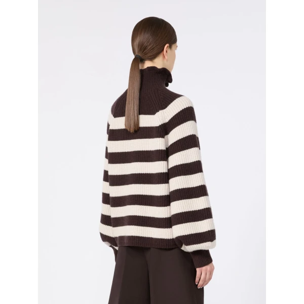 Max Mara Pontile Wool and Cashmere Sweater in Dark Brown | Sweaters | Luxury Shoes 