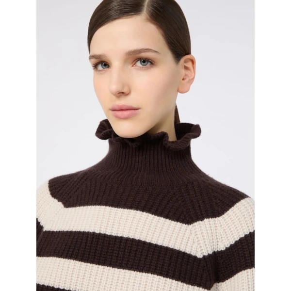 Max Mara Pontile Wool and Cashmere Sweater in Dark Brown | Sweaters | Luxury Shoes 