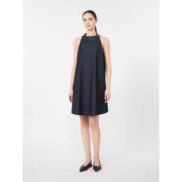 Max Mara Portici Sleeveless Denim Mini Dress in Ultramarine | Mini Dresses | Luxury Shoes 