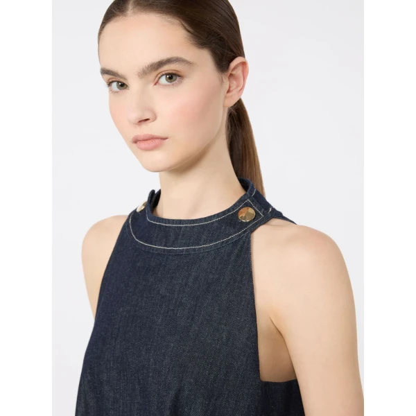 Max Mara Portici Sleeveless Denim Mini Dress in Ultramarine | Mini Dresses | Luxury Shoes 