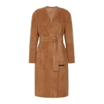 Max Mara Portici Suede Duster Coat in Camel | Leather Coats | Luxury Shoes 