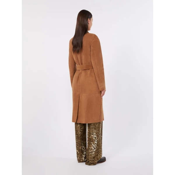 Max Mara Portici Suede Duster Coat in Camel | Leather Coats | Luxury Shoes 