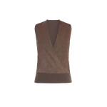 Max Mara Potenza Wool and Cashmere Knit Gilet in Mud | Sweaters | Luxury Shoes 