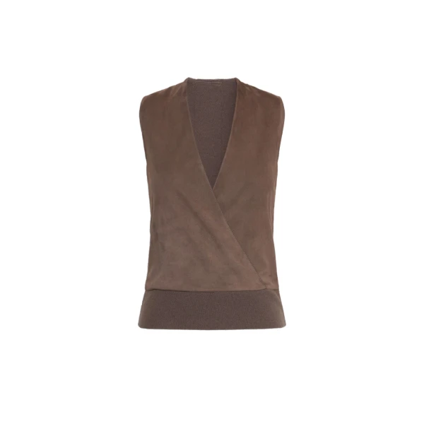 Potenza Wool and Cashmere Knit Gilet in Mud
