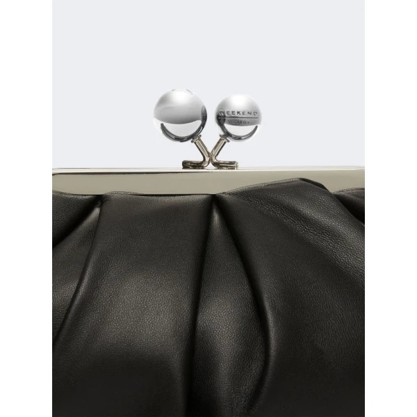 Max Mara Prati Small Sheepskin Pasticcino Bag in Black | Clutch Bags | Luxury Shoes 