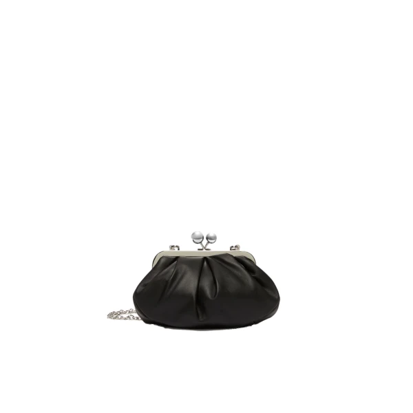 Max Mara Prati Small Sheepskin Pasticcino Bag in Black | Clutch Bags | Luxury Shoes 