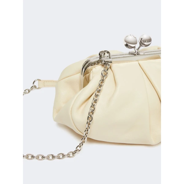 Max Mara Prati Small Sheepskin Pasticcino Bag in Ivory | Clutch Bags | Luxury Shoes 