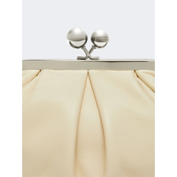 Max Mara Prati Small Sheepskin Pasticcino Bag in Ivory | Clutch Bags | Luxury Shoes 