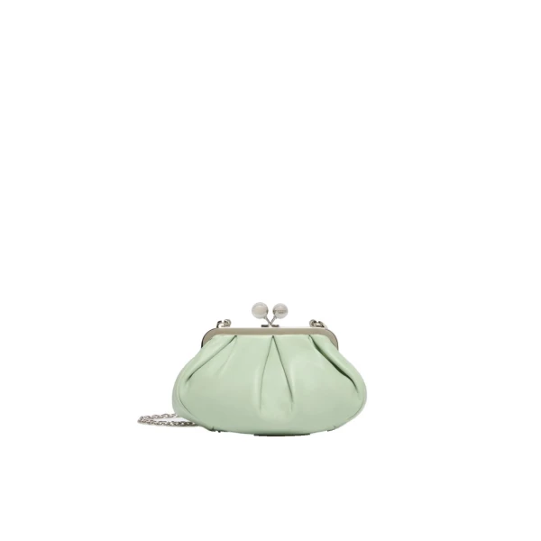 Max Mara Prati Small Sheepskin Pasticcino Bag in Pastel Green | Clutch Bags | Luxury Shoes 