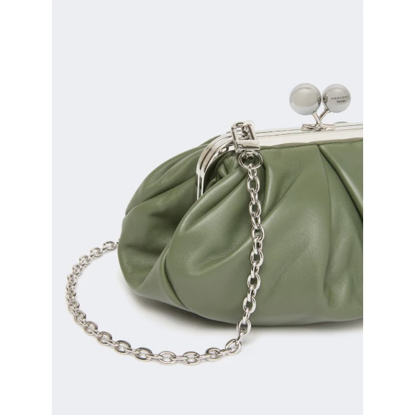 Max Mara Prati Small Sheepskin Pasticcino Bag in Sage Green | Clutch Bags | Luxury Shoes 