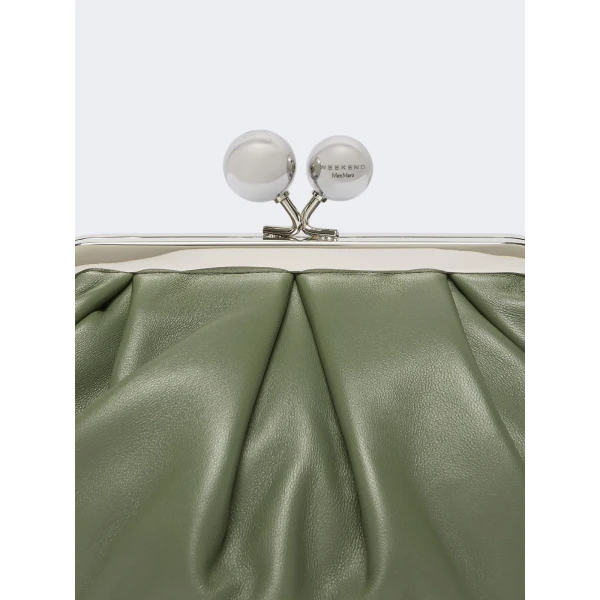 Max Mara Prati Small Sheepskin Pasticcino Bag in Sage Green | Clutch Bags | Luxury Shoes 