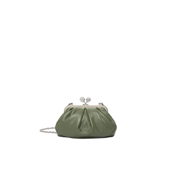 Max Mara Prati Small Sheepskin Pasticcino Bag in Sage Green | Clutch Bags | Luxury Shoes 