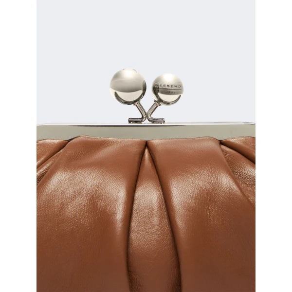 Max Mara Prati Small Sheepskin Pasticcino Bag in Tobacco | Clutch Bags | Luxury Shoes 
