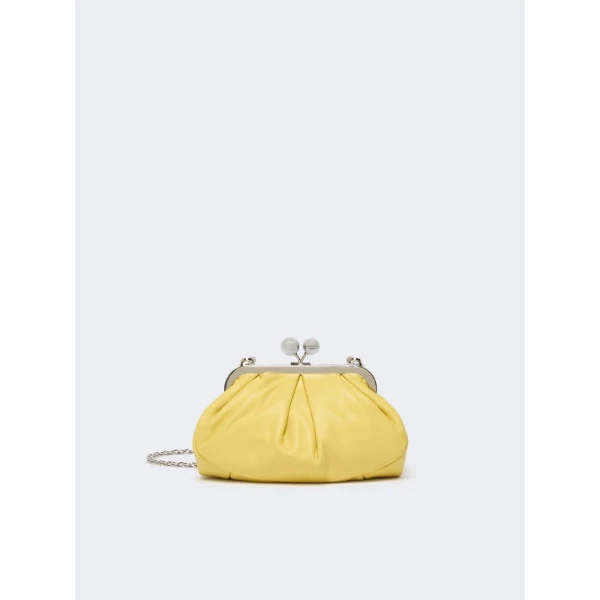 Max Mara Prati Small Sheepskin Pasticcino Bag in Yellow | Clutch Bags | Luxury Shoes 