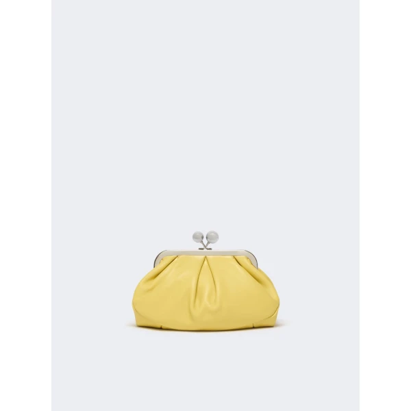 Max Mara Prati Small Sheepskin Pasticcino Bag in Yellow | Clutch Bags | Luxury Shoes 