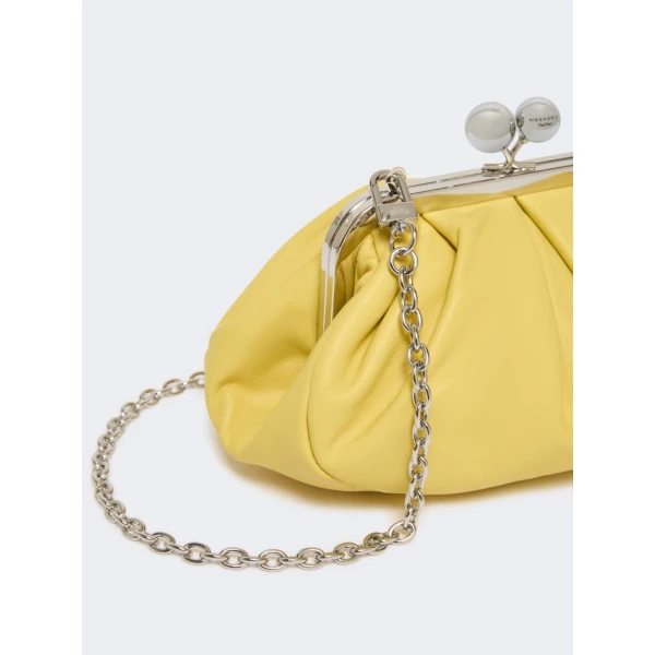 Max Mara Prati Small Sheepskin Pasticcino Bag in Yellow | Clutch Bags | Luxury Shoes 