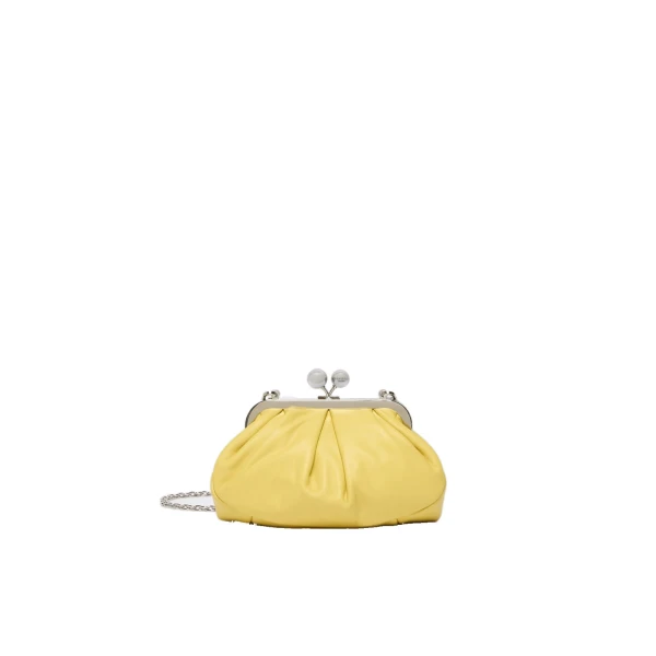 Max Mara Prati Small Sheepskin Pasticcino Bag in Yellow | Clutch Bags | Luxury Shoes 